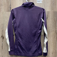 LS Polo Sun Shirt, Mesh Sleeves, 1/4 Zip Up "RMSJ" *fair, snags, runs, older, faded, dingy sleeves

