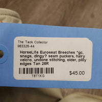 Euroseat Breeches *gc, snags, dingy? seam puckers, hairy velcro, undone stitching, older, pillly edges
