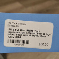 Full Seat Riding Tight Breeches *gc, v.stained seat & legs, older, seam rubs & frays, clean
