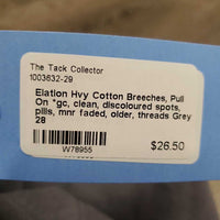 Hvy Cotton Breeches, Pull On *gc, clean, discoloured spots, pills, mnr faded, older, threads
