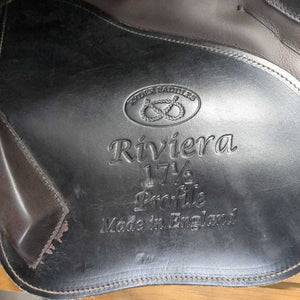 17.5 MW *5.5" Ryder Riviera Close Contact, Blue Ryder Saddle Cover, Med Front & Back Blocks, Wool Flocking, Front & Rear Gusset Panels, French Calfskin, Flaps: 14.5"L x 14"W No Serial Number
