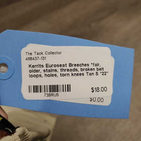 Euroseat Breeches *fair, older, stains, threads, broken belt loops, holes, torn knees

