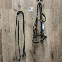 Rsd Bridle, Clinker Browband, Braided Reins *gc, older, mismatched, loose keepers, sticky, residue, xholes