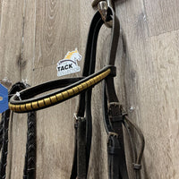 Rsd Bridle, Clinker Browband, Braided Reins *gc, older, mismatched, loose keepers, sticky, residue, xholes