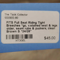 Full Seat Riding Tight Breeches *gc, v.stained seat & legs, older, seam rubs & puckers, clean