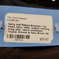 Ribbed Breeches *fair, clean, hairy, older, undone stitching, snag, pilly, velcro: unstitched, frayed, threads & hairy