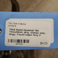 Thick Nylon Headstall *NO Throatlatch, dirty, stained, older, dingy, frayed edges
