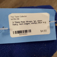 3 Thick Polo Wraps *gc, clean, hairy, torn edges, clumpy
