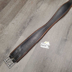 Thick Padded Leather Girth, x1 side els *gc, dirty, rubs, faded, torn elastic, stains