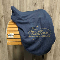 17.5 MW *5.25" Kentaur Elektra Dressage Saddle, Navy Fleece Kentaur Cover, Wool Flocking, Rear Gusset Panels, Xlg Front Blocks, Flaps: 17.75"L x 13"W Serial #: 4409 077
