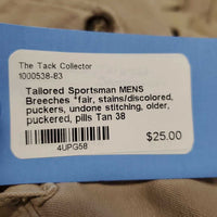 MENS Breeches *fair, stains/discolored, puckers, undone stitching, older, puckered, pills
