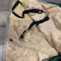 Hvy Fleece Lined Full Winter Hood, Face, 2 leg straps *older, stains, undone stitching, fair, rubs, sm holes, fair
