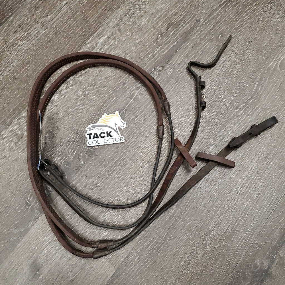 Narrow Rubber Reins,stoppers *fair, rust, v.dirty, sticky rubber, stains, stiff, peeled rubber