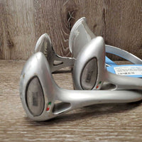 Pr Wide Base Stirrup Irons *gc, mnr dirt, stains, peeled spots, chips, scratches
