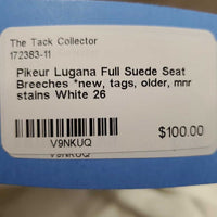 Full Suede Seat Breeches *new, tags, older, mnr stains
