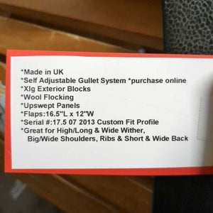 17.5 Adj *Red/Wide In Patrick Saddlery Rigel Dressage Monoflap, Xlg Exterior Blocks, Wool Flocking, Upswept Panels, Flaps:16.5"L x 12"W Serial #:17.5 07 2013 Custom Fit Profile