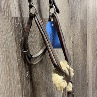 Rsd Padded Figure 8 Noseband, sheepskin *gc, dirt, stiff, v.tight keepers, stains, rubs, scrapes
