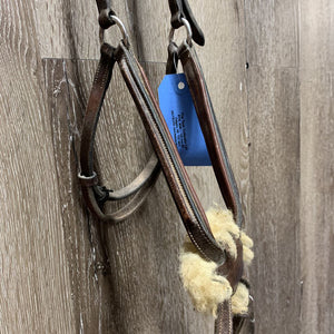 Rsd Padded Figure 8 Noseband, sheepskin *gc, dirt, stiff, v.tight keepers, stains, rubs, scrapes