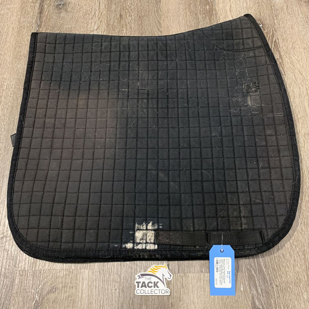 Quilted Dressage Saddle Pad *gc, dirt, stained, v. hairy, rubbed binding, tears, faded, clumpy underside, cut tabs