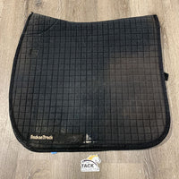 Quilted Dressage Saddle Pad *gc, dirt, stained, v. hairy, rubbed binding, tears, faded, clumpy underside, cut tabs
