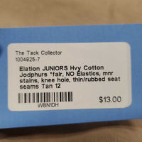 JUNIORS Hvy Cotton Jodphurs *fair, NO Elastics, mnr stains, knee hole, thin/rubbed seat seams
