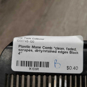 Plastic Mane Comb *clean, faded, scrapes, dirty/stained edges