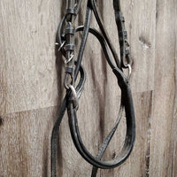Rsd Padded Crossunder Bitless Bridle, Pr Flat Reins *gc, film, dirt, stiff, clean, dry, rubs, faded, creases
