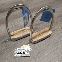Pr Fine Hvy Stirrup Irons, grips *gc, mnr dirt, scratches, scuffs, rubs, thin edges, yellowed
