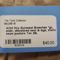 Hvy Euroseat Breeches *gc, older, discolored seat & legs, stains, seam puckers
