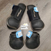 Open Front & Hind Boots, velcro *gc, dusty, clean, older, scratches, discolored/faded, stains
