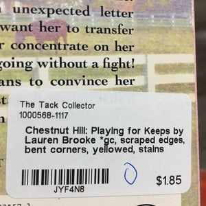 Chestnut Hill: Playing for Keeps by Lauren Brooke *gc, scraped edges, bent corners, yellowed, stains