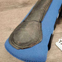 Front & Hind Closed Boots, velcro *fair, older, faded, dirt, threads, rust, undone stitching, pilly
