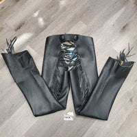 Hvy Premium Smooth Leather Full Chaps, fringe, spur slot *like new, v.mnr scuffs & dirt