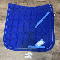 Quilted Dressage Saddle Pad, 1x piping *gc, v. mnr dirt, stains, mnr hair, rubs, threads, fading, unstitched seam
