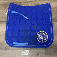 Quilted Dressage Saddle Pad, 1x piping *gc, v. mnr dirt, stains, mnr hair, rubs, threads, fading, unstitched seam
