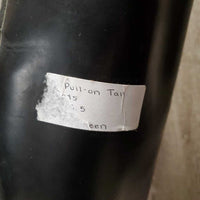 Pr Field Boots, Pull On *fair, older, torn tabs & inner lining, crumpled, creases, sticker, v.scraped, scratches
