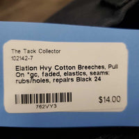 Hvy Cotton Breeches, Pull On *gc, faded, elastics, seams: rubs/holes, repairs
