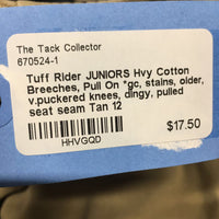 JUNIORS Hvy Cotton Breeches, Pull On *gc, stains, older, v.puckered knees, dingy, pulled seat seam
