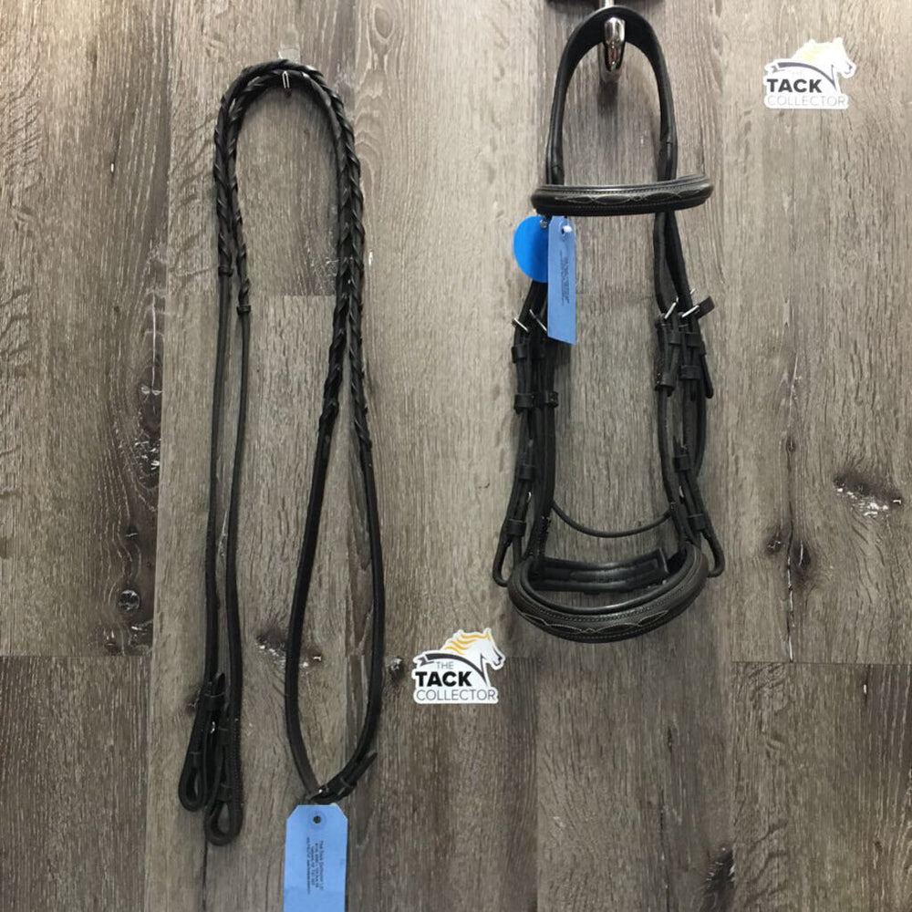 Rsd Padded Monocrown Bridle, Pr Braided Reins *vgc, clean, broken & tight keepers, mnr dirty edges, creases, scraped edges