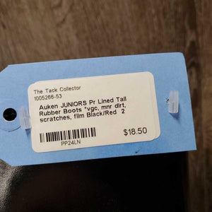 JUNIORS Pr Lined Tall Rubber Boots *vgc, mnr dirt, scratches, film