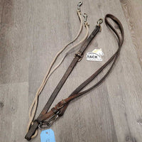 Leather and Rope Western Running Martingale *fair, dirty, stained, film, v. stiff, chipped plaiting
