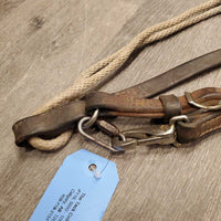 Leather and Rope Western Running Martingale *fair, dirty, stained, film, v. stiff, chipped plaiting
