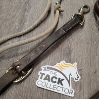 Leather and Rope Western Running Martingale *fair, dirty, stained, film, v. stiff, chipped plaiting
