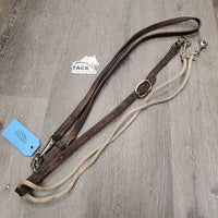 Leather and Rope Western Running Martingale *fair, dirty, stained, film, v. stiff, chipped plaiting
