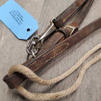 Leather and Rope Western Running Martingale *fair, dirty, stained, film, v. stiff, chipped plaiting
