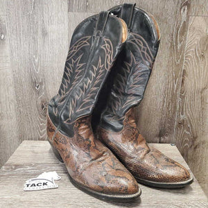 MENS Pr Snake Skin Pointy Toe Western Boots *gc, rubs, older, mnr inner stains, lifted edges