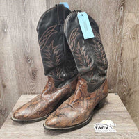 MENS Pr Snake Skin Pointy Toe Western Boots *gc, rubs, older, mnr inner stains, lifted edges
