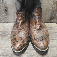 MENS Pr Snake Skin Pointy Toe Western Boots *gc, rubs, older, mnr inner stains, lifted edges
