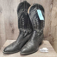 MENS Pr Snake Skin Pointy Toe Western Boots *gc, rubs, older, mnr inner stains, lifted edges
