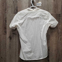 SS Show Shirt *N0 collar, fair, older, seam puckers & stains, pits: pilly, stains
